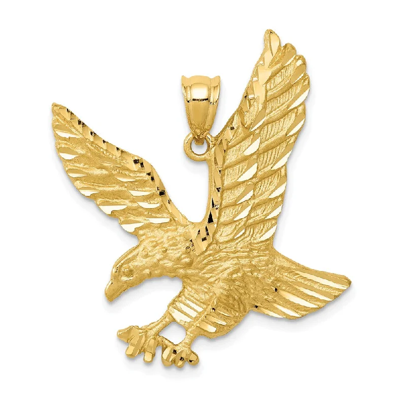 Customized Birthstone Pendant with Engraved Name for a Personalized TouchHand - Carved Wooden Pendants with Folk - Art Motifs14k Yellow Gold Satin and Diamond Cut Eagle Pendant, 25mm