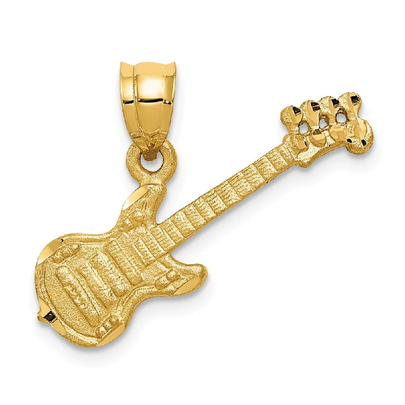 Military - Inspired Dog Tag Pendant with Engraved Service NumbersBone - Carved Pendants with Tribal - Inspired Symbols14k Yellow Gold Satin and Diamond Cut Guitar Pendant