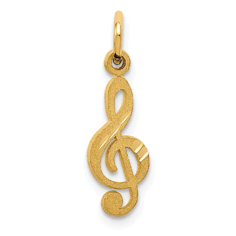 Pearl - Embellished Floral Pendant for a Feminine and Romantic LookTurquoise - Inlaid Pendants with Southwest - Style Geometric Patterns14k Yellow Gold Satin and Diamond Cut Treble Clef Charm