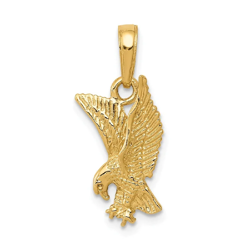 Customized Birthstone Pendant with Engraved Name for a Personalized TouchHand - Carved Wooden Pendants with Folk - Art Motifs14k Yellow Gold Small 2D Landing Eagle Pendant