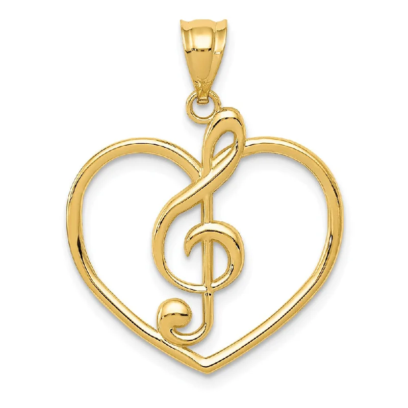 Handmade Leather - Wrapped Crystal Pendant for a Bohemian AestheticCrystal - Encrusted Pendants in the Shape of a Crown14k Yellow Gold Treble Clef and Heart Pendant