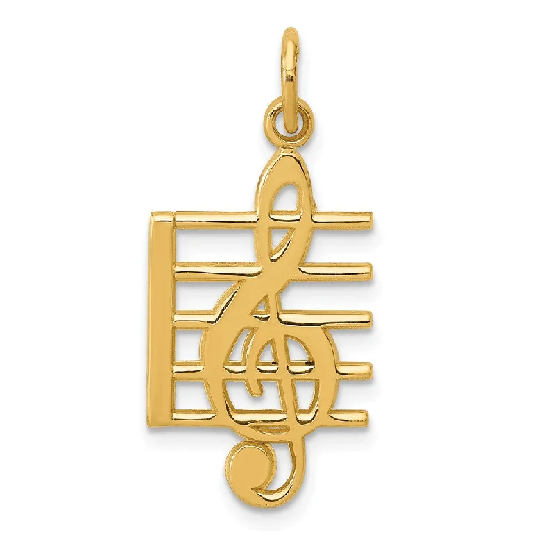 Customized Birthstone Pendant with Engraved Name for a Personalized TouchHand - Carved Wooden Pendants with Folk - Art Motifs14k Yellow Gold Treble Clef and Staff Pendant