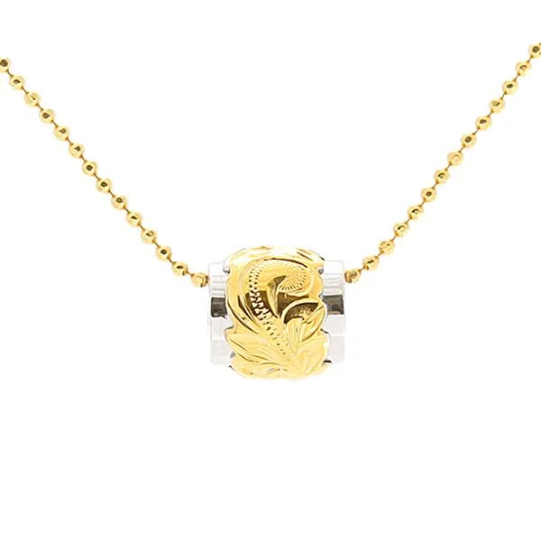 Birthstone necklaces for momsSterling Silver Two Tone Yellow Gold Plated Barrel Pendant (Chain Sold Separately)