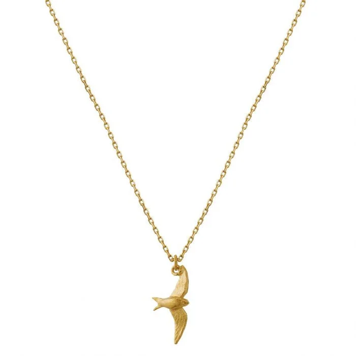 Crystal healing pendants for wellness enthusiasts18K Yellow Gold Necklace - "Teeny Tiny Swallow"