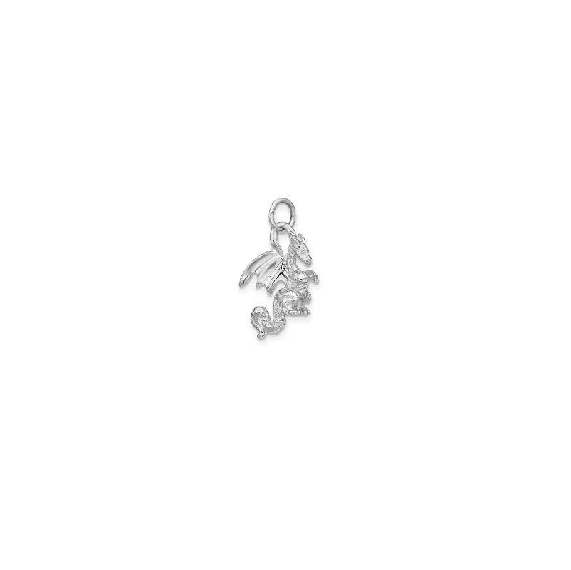 Minimalist geometric pendants for everyday wearSolid Polished 3-D Dragon Charm Pendant (Silver)