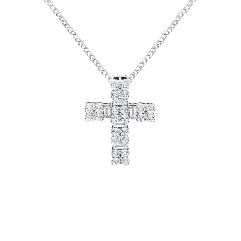 Custom fingerprint pendants for sentimental giftsBrilliant cut Diamonds & Baguette Diamonds "Anastasia" Cross Pendent.