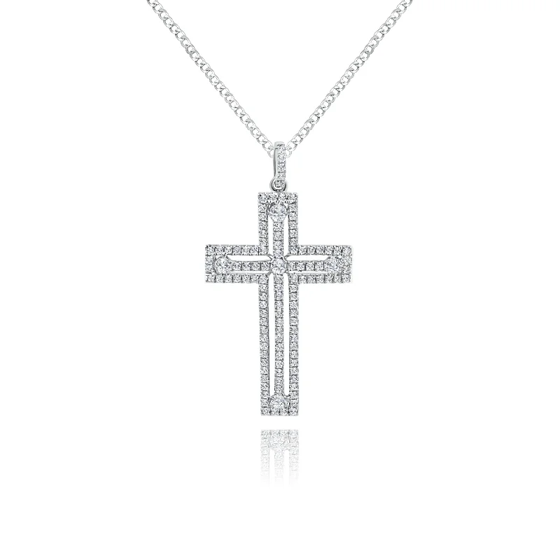 Long chain necklaces for layeringBrilliant Cut Diamonds "Llittle Martha" Cross Pendent.