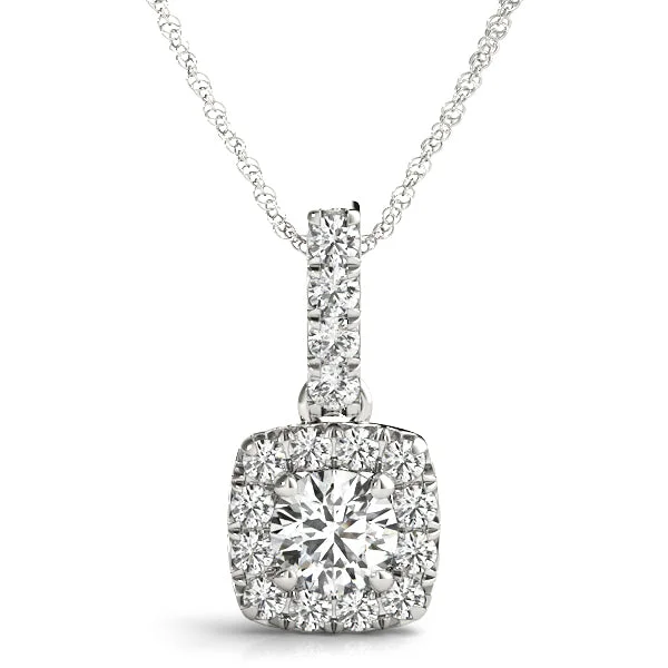 Initial letter necklaces for personalized styleBrilliant cut Diamonds Squarish Halo Pendent