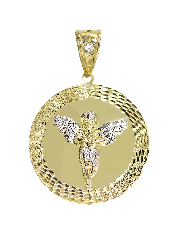 Angel wing pendants for memorial jewelry10K Gold Angel Pendant | 5.3 Grams