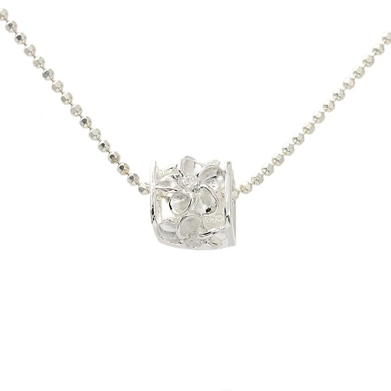 Zodiac sign pendants for astrology loversSterling Silver Plumeria with CZ Cube Pendant (Chain Sold Separately)