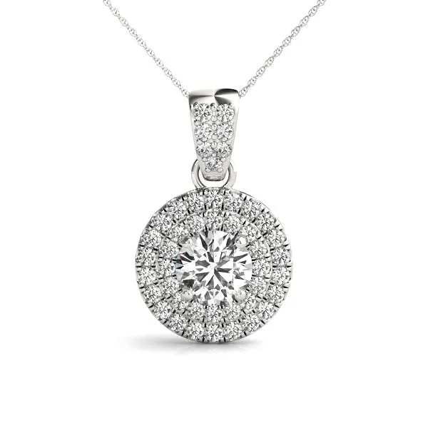 Star-shaped pendants for dreamersDouble Halo Double Diamond Row Bail Pendant