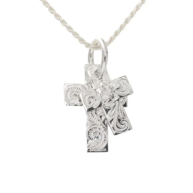 Affordable sterling silver necklaces for teensSterling Silver Hawaiian Scroll Double Cross Pendant (Chain Sold Separately)