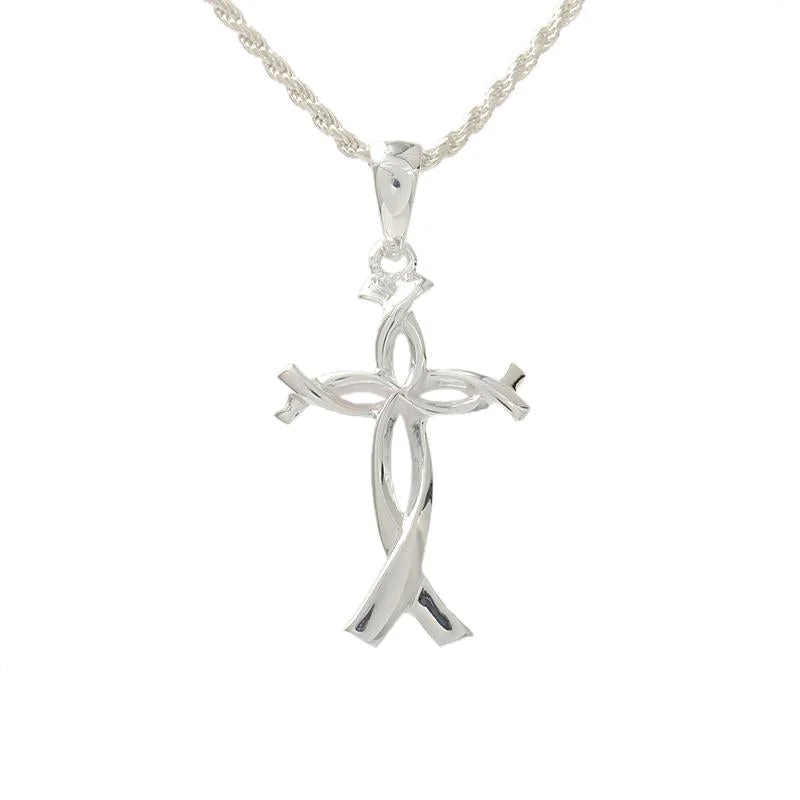 Cross pendant necklaces for religious giftsSterling Silver Twist Cross Pendant (Chain Sold Separately)