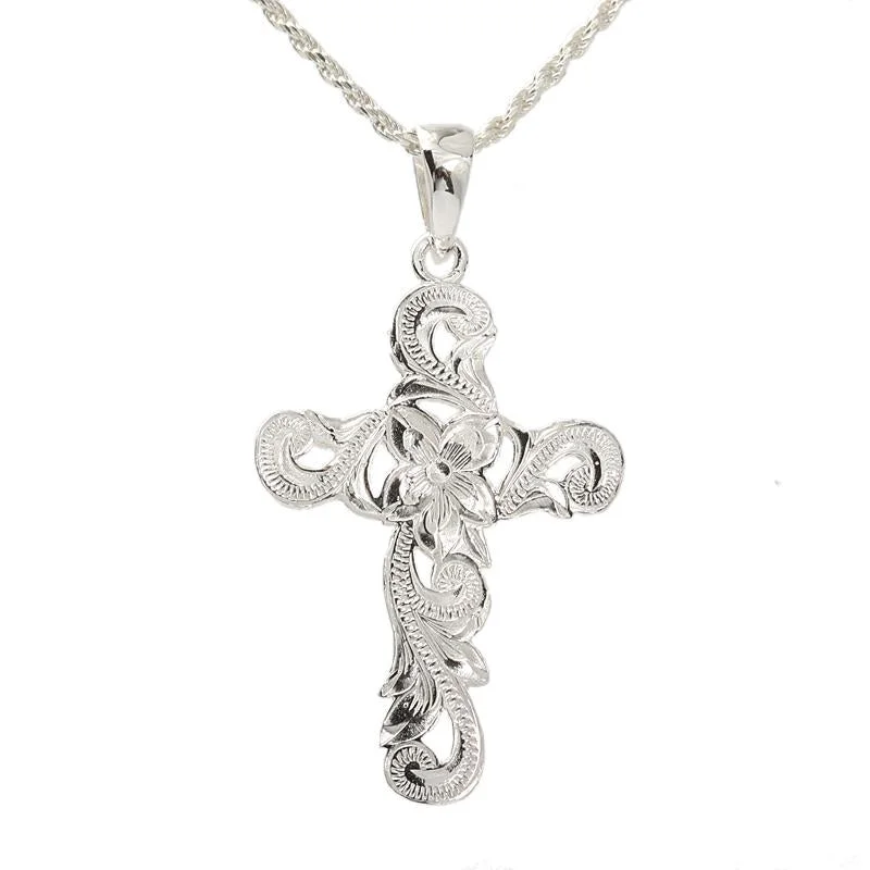 Gold-plated pendants for affordable luxurySterling Silver Hawaiian Scroll See Through Cross Pendant (Chain Sold Separately)