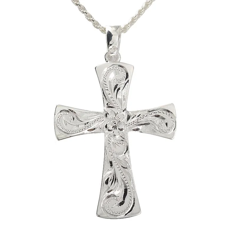 Cross pendant necklaces for religious giftsSterling Silver Hawaiian Scroll Cross Pendant (Chain Sold Separately)