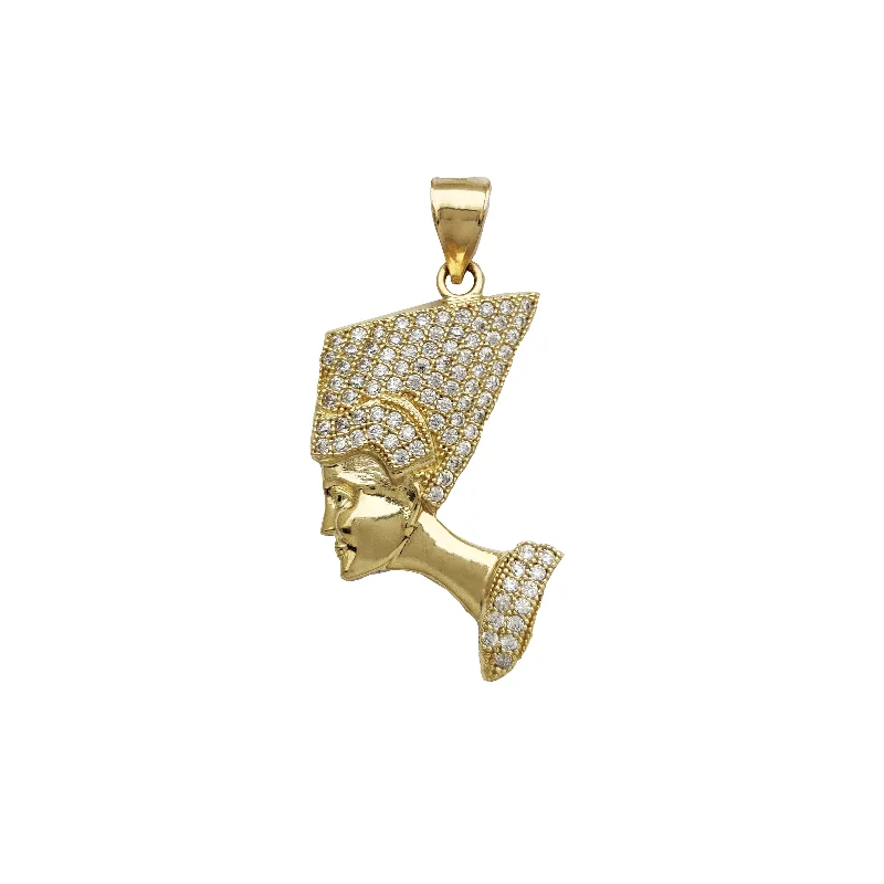 Handmade Leather - Wrapped Crystal Pendant for a Bohemian AestheticCrystal - Encrusted Pendants in the Shape of a CrownIced Out Nefertiti Pendant (14K)