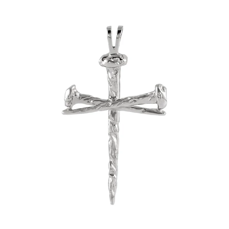 Cross pendant necklaces for religious giftsMen's Platinum Polished Nail Cross Pendant, 24 x 34mm