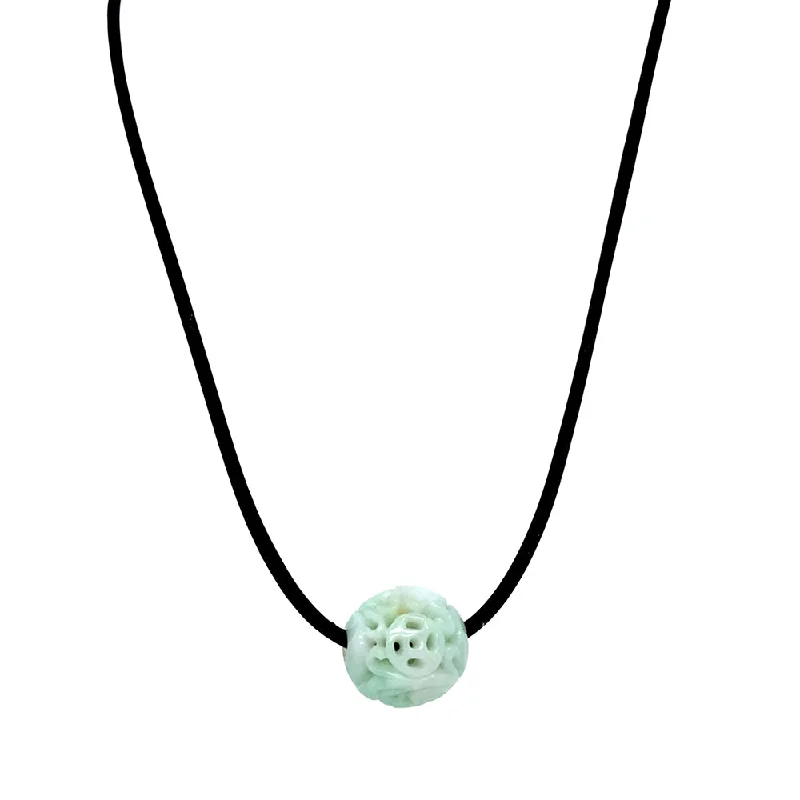 Vintage coin pendants for antique looksNatural Green Jadeite & Rubber Cord Necklace - "Senecio"