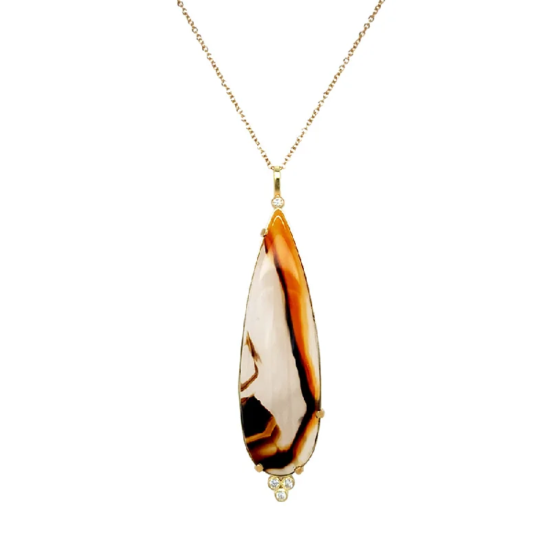 Minimalist pendant necklaces for bridesmaidsOne-of-a-Kind Montana Agate & Diamond Necklace - "Yellowstone"