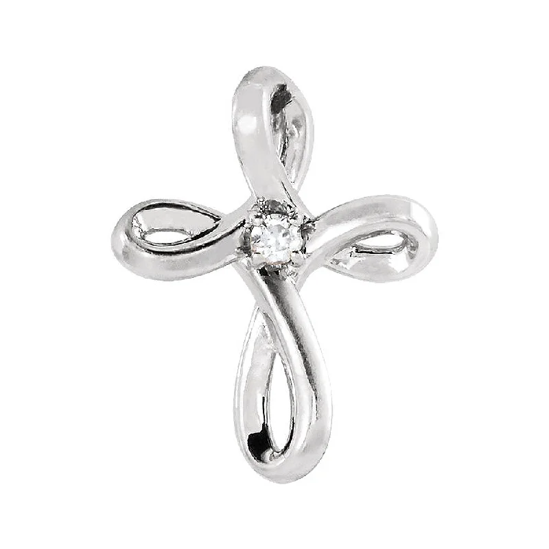 Custom fingerprint pendants for sentimental giftsPlatinum 0.02 CT Diamond Infinity Loop Cross Pendant, 10 x 13mm