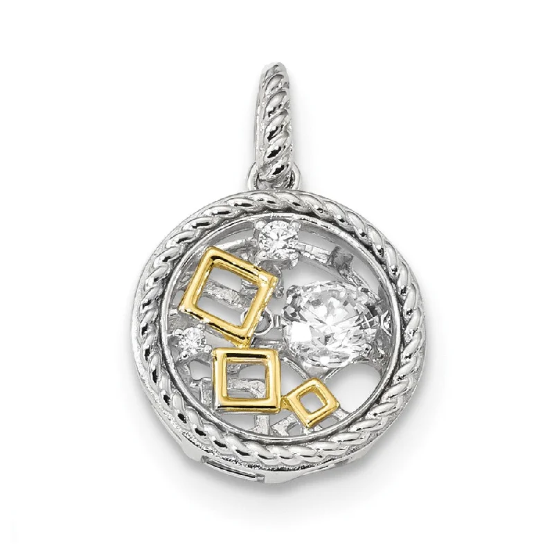 Adjustable length necklaces for versatilityPlatinum & Gold Tone Sterling Silver & CZ Circle Pendant, 15mm