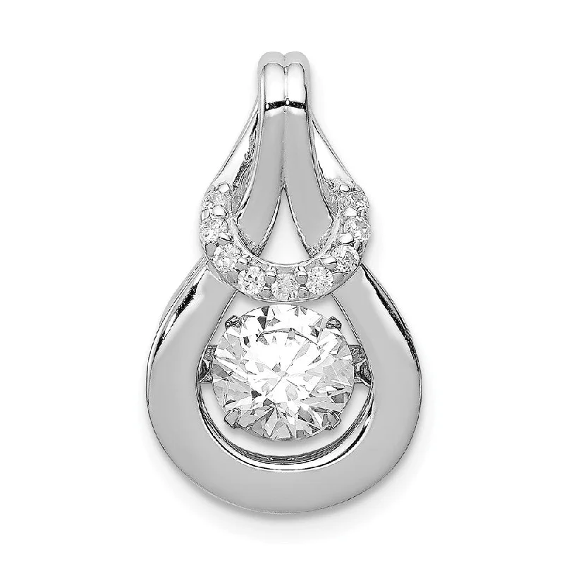 Adjustable length necklaces for versatilityPlatinum Plated Sterling Silver & CZ Love Knot Pendant, 14 x 21mm