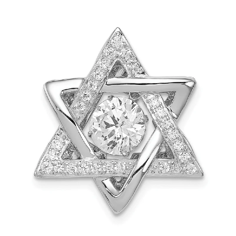 Initial letter necklaces for personalized stylePlatinum Plated Sterling Silver & CZ Star of David Pendant, 19 x 22mm