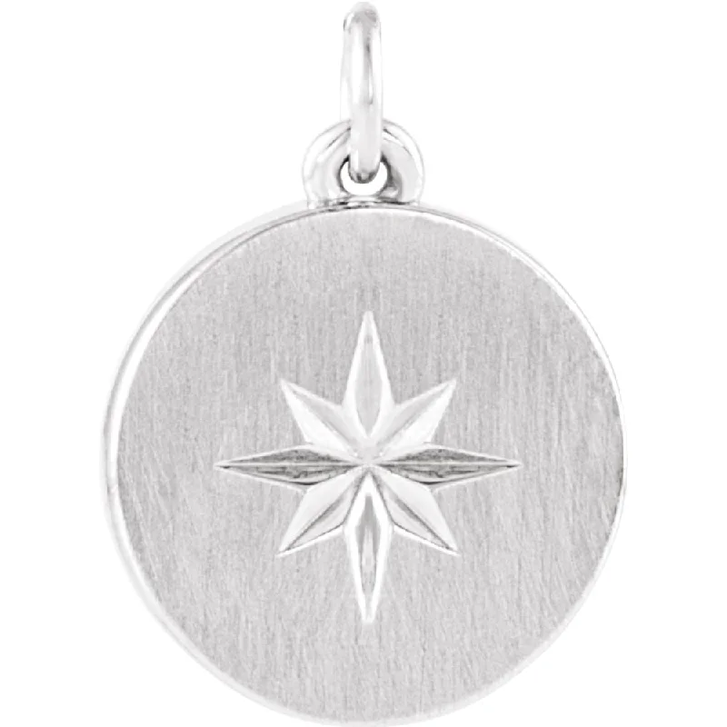 Custom engraved pendants for special occasionsPlatinum Small Starburst Disc Pendant, 11mm (7/16 inch)