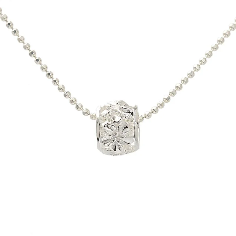 Initial letter necklaces for personalized styleSterling Silver Plumeria with CZ Barrel Pendant (Chain Sold Separately)