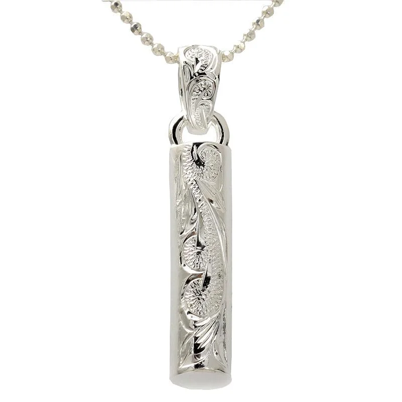 Religious cross pendants for faith-based jewelrySterling Silver Hawaiian Scroll Tube Pendant (Chain Sold Separately)