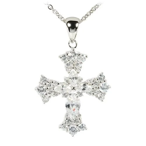 Religious cross pendants for faith-based jewelrySterling Silver Clear CZ Cross Pendant (Chain Sold Separately)