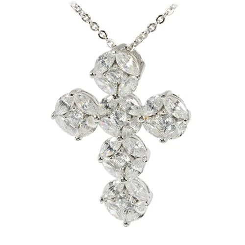 Delicate pearl necklaces for formal eventsSterling Silver CZ Inlay Cross Pendant (Chain Sold Separately)