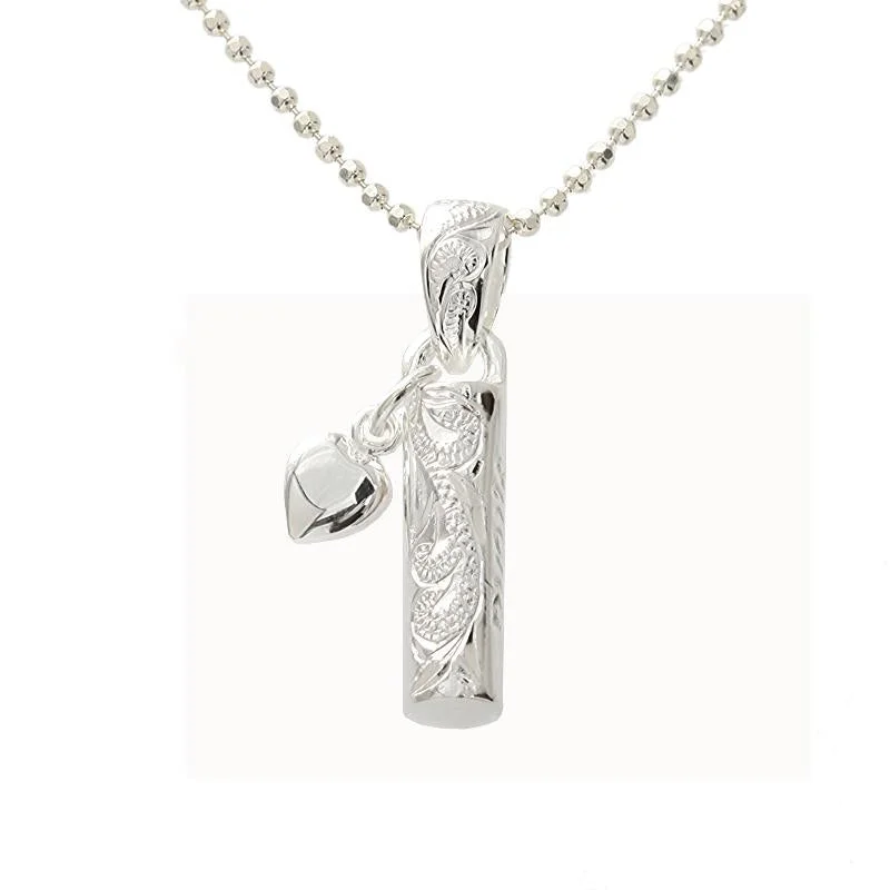 Initial letter pendants for personalized necklacesSterling Silver Hawaiian Scroll Tube with Heart Pendant (Chain Sold Separately)