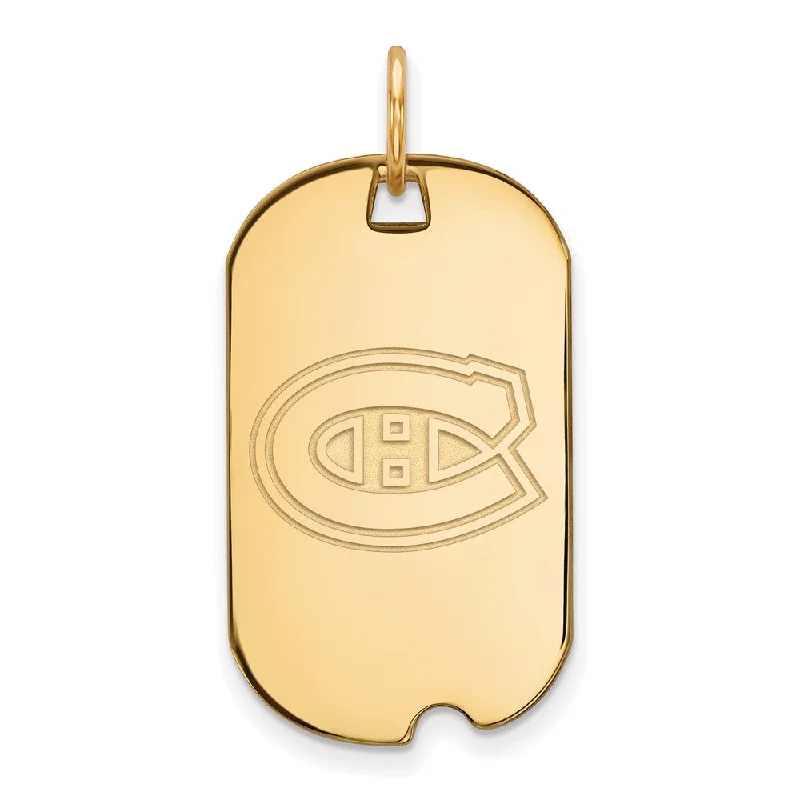 Water - Resistant Stainless Steel Diving - Themed Pendant for DiversLeather - Wrapped Pendants with Brass Stud EmbellishmentsSS 14k Yellow Gold Plated NHL Montreal Canadiens Dog Tag Pendant