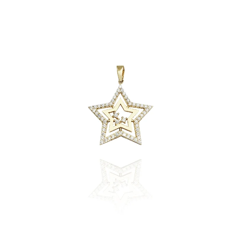 Handmade Leather - Wrapped Crystal Pendant for a Bohemian AestheticCrystal - Encrusted Pendants in the Shape of a CrownStar Within Star CZ Pendant (14K)