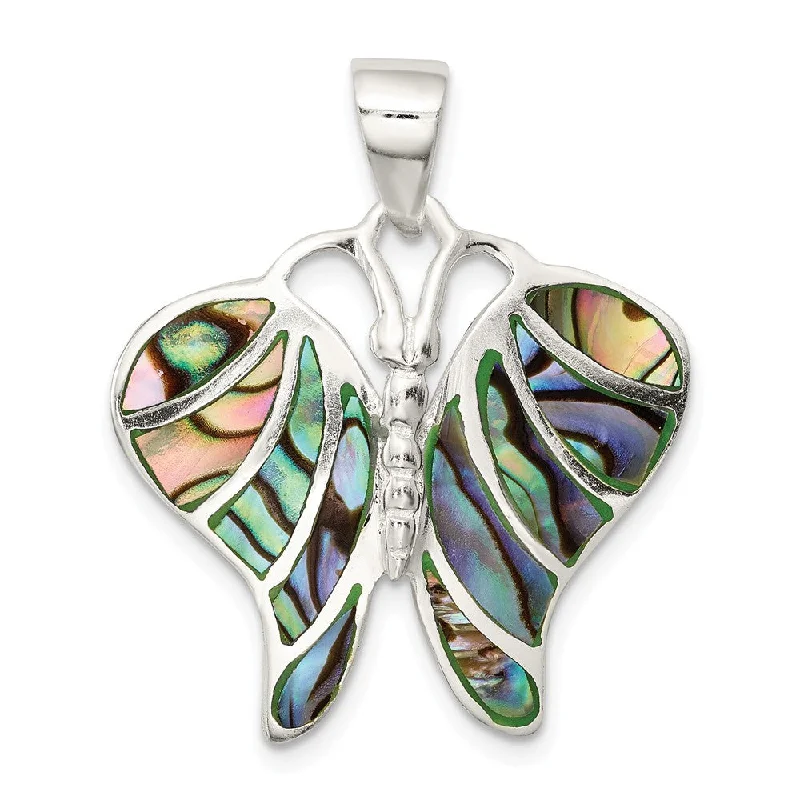 Diamond-studded pendants for anniversariesSterling Silver and Abalone Butterfly Pendant, 25mm