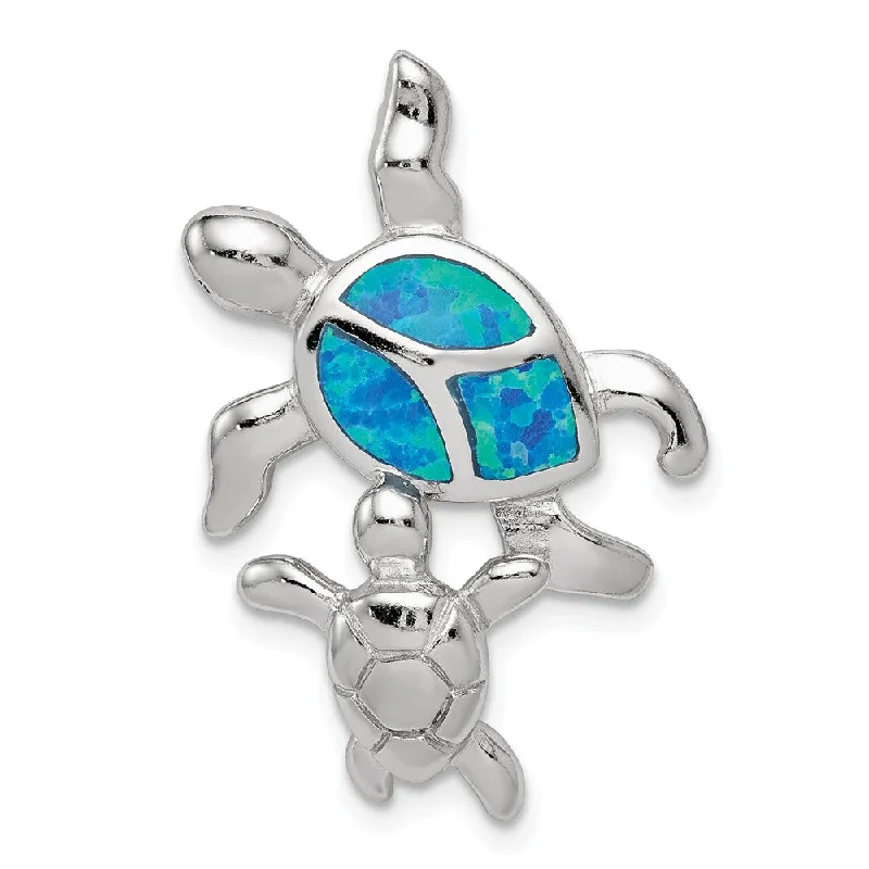 Star-shaped pendants for dreamersSterling Silver and Created Opal Sea Turtles Pendant