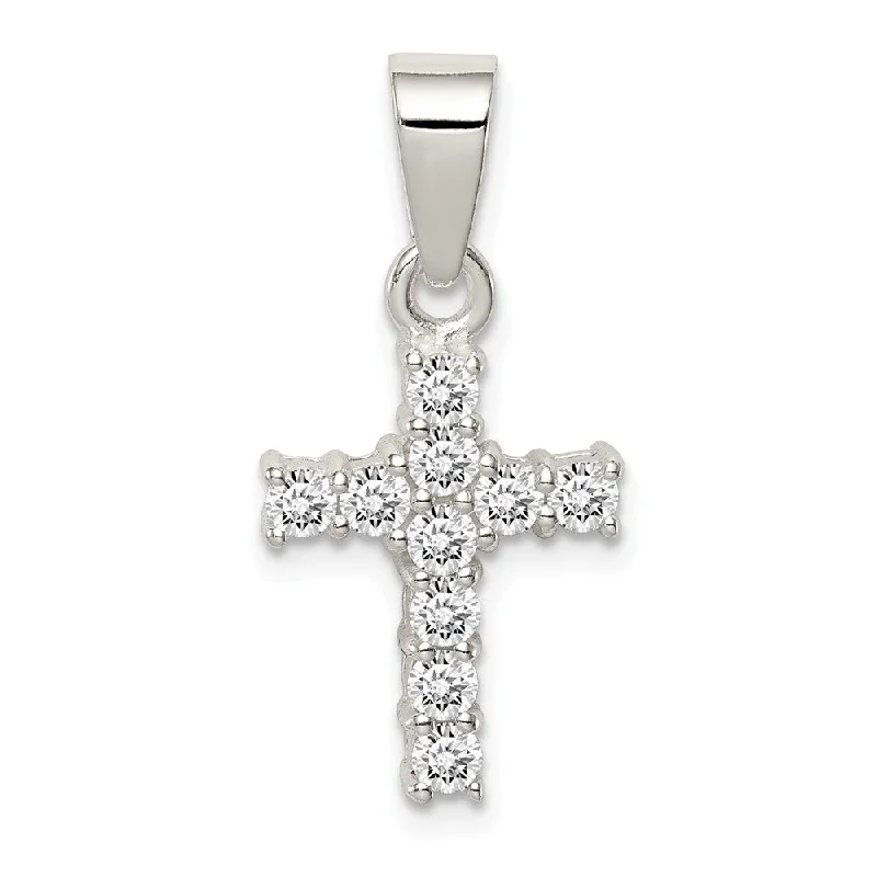 Birthstone necklaces for momsSterling Silver and Cubic Zirconia Medium Cross Pendant