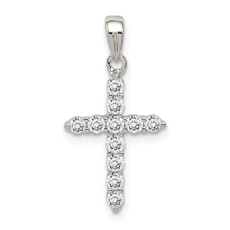 Diamond-cut chain necklaces for eleganceSterling Silver and Cubic Zirconia Small Cross Pendant