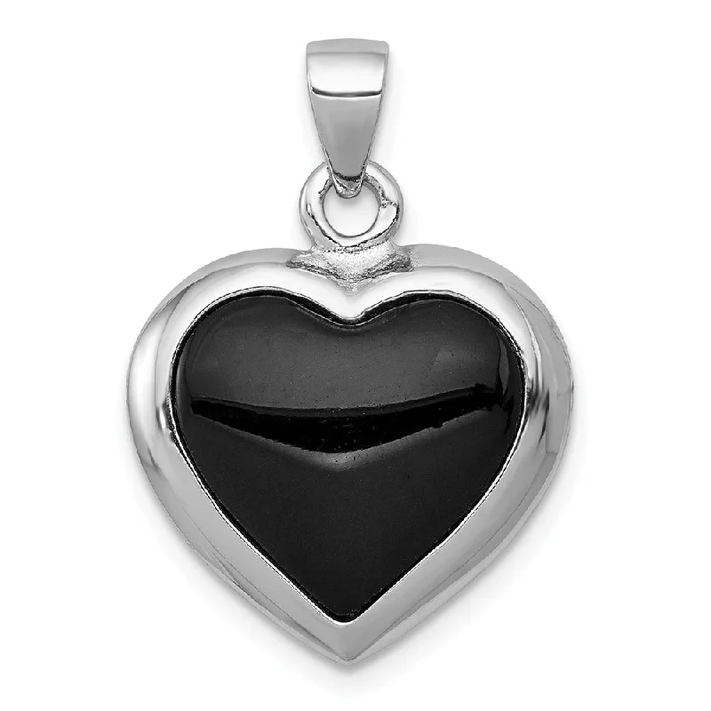 Initial letter pendants for personalized necklacesSterling Silver, Onyx & Mother of Pearl Reversible Heart Pendant, 17mm