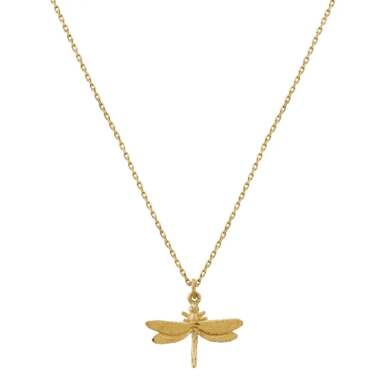 Delicate pearl necklaces for formal events18K Yellow Gold Necklace - "Teeny Tiny Dragonfly"