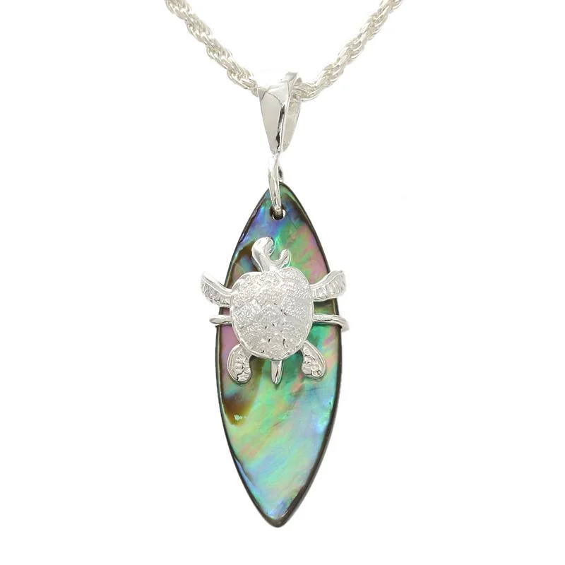 Birthstone necklaces for momsSterling Silver Honu (Turtle) and Abalone Shell Surfboard Pendant (Chain Sold Separately)