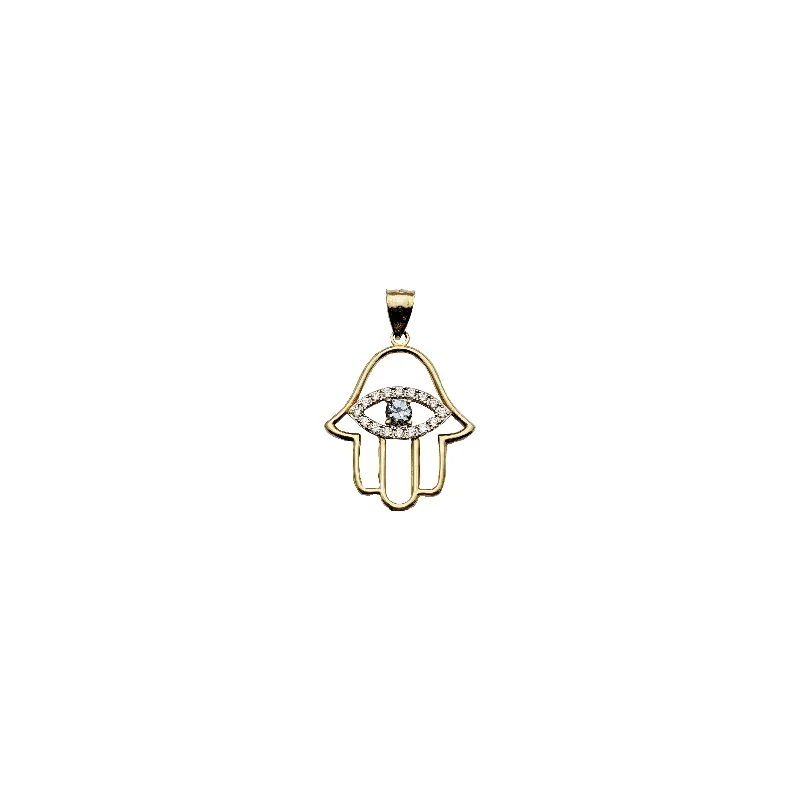 Retro - Inspired Art Deco - Patterned Pendant in Silver for Vintage LoversAmethyst - Faceted Pendants with Silver - Wire WrappingYellow Gold CZ Evil Eyes Hamsa Pendant (14K)