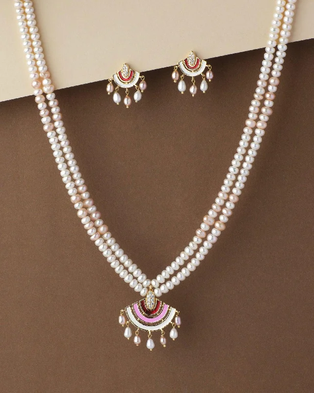 statement chain necklaces for partiesBeautiful Real Pearl Necklace Set