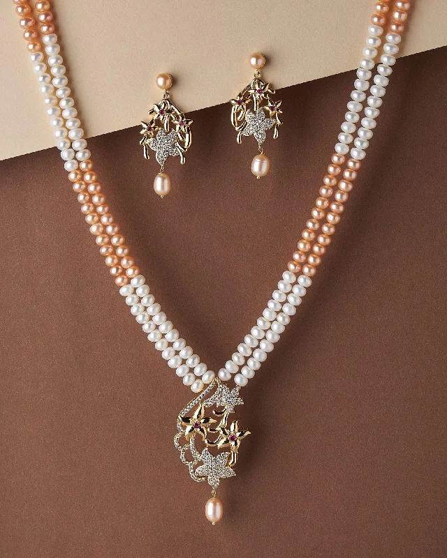 chain necklaces for bridesGorgeous Real Pearl Necklace Set