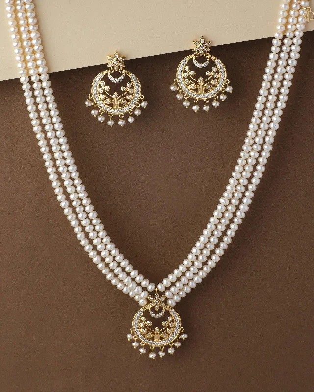 curb chain necklaces popularityTraditional AD Pearl Necklace Set