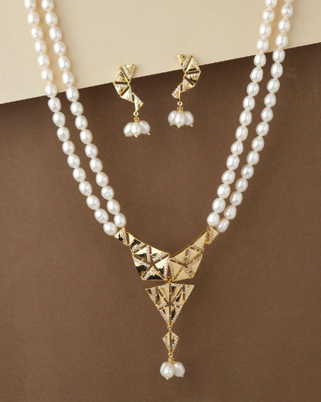 cable chain necklaces classicTrendy Real Pearl Necklace Set S23555