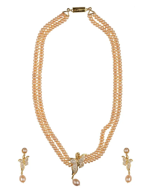 gift ideas chain necklacesButterfly Real Pearl Necklace Set