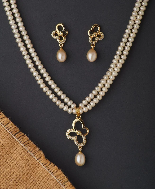 celebrity inspired chain necklacesButterfly Real Pearl Necklace Set