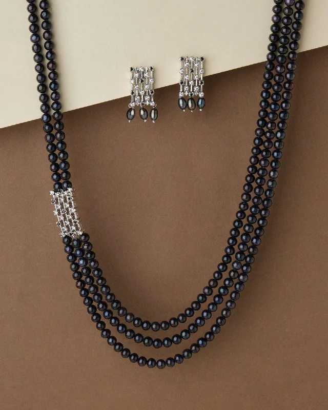 curb chain necklaces popularityTrendy Side Pearl Necklace Set